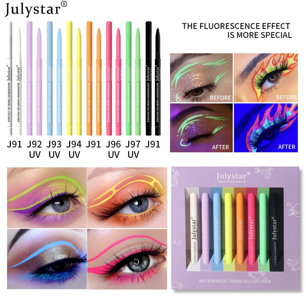 Julystar foreign trade fluorescent eyeliner gel pen, non-smudge, wholesale.