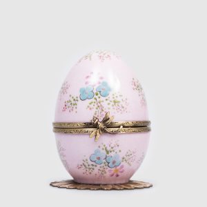 Pink musical porcelain egg Flowers Fanex France