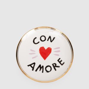 White porcelain bread plate With Love Bitossi Home