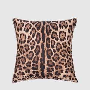 Brown pillow made of silk in an animalistic print Dolce&Gabbana