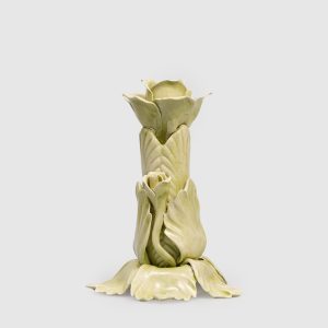 Green ceramic candlestick with flowers Bitossi Home