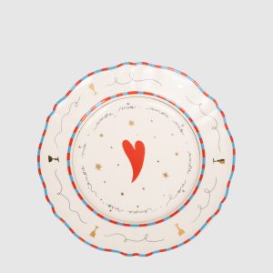 White porcelain dinner plate Heart Bitossi Home