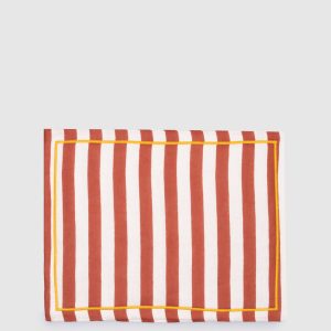 A set of red striped linen table mats La DoubleJ