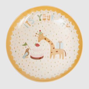 Orange children's ceramic plate Celebrate Bloomingville