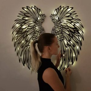 1 PAIR ANGEL WINGS METAL WALL ART WITH LED LIGHTS-2