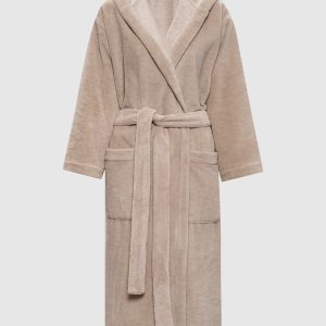 Beige terry robe with hood Symbol Home
