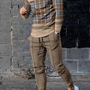Men's Fashion Long Sleeve T-Shirt And PantsTwo Piece Set