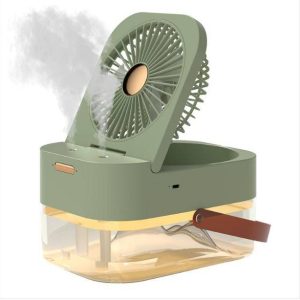 Rechargeable 4000 mAh 2.5L dual spray humidification fan with ambient light aromatherapy machine