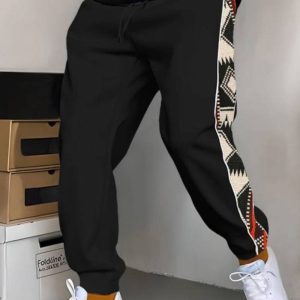 Men's Patchwork Drawstring Sweatpants-1