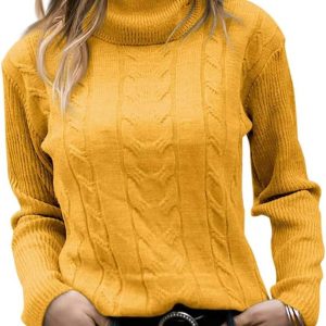 European and American 2023 autumn and winter new foreign trade Amazon solid color turtleneck sweater retro long-sleeved sweater for women