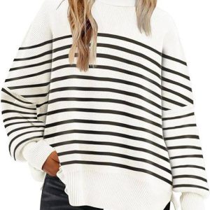 European and American style round neck bat wing long-sleeved sweater 2023 Amazon autumn knitted side slit pullover