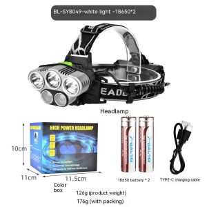 LED strong light long-range headlight T6 head-mounted headlight USB rechargeable outdoor night fishing multi-function blue light headlight
