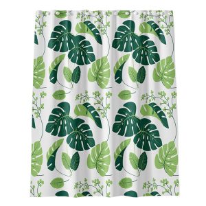 Waterproof shower curtain mildew resistant thickened peva green leaf bathroom bathroom shower partition curtains