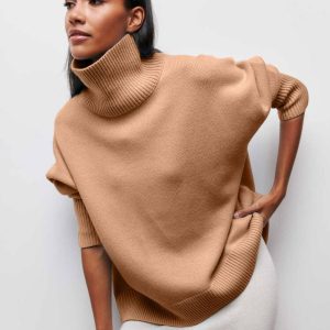 women's new style Amazon popular sweater European and American loose half turtleneck autumn and winter Russian sweater