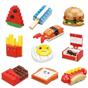 Cartoon Food and Cute Burger Small Pellet Building Blocks Set Compatible LEGO