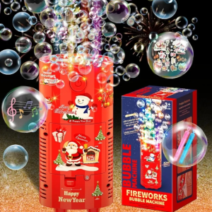 New Year's Fireworks Bubble Machine with Firecracker Sound Effects, Lights and Wedding Flowers