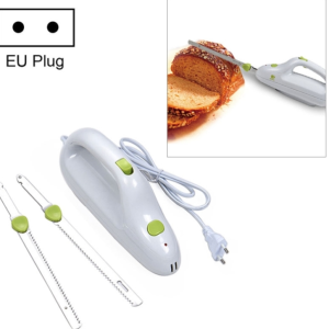 Stainless Steel Knife Blade Bread Cutting Machine Handheld Toast Cutter Mini Electric Frozen Meat Slicer EU Plug(Green+White)
