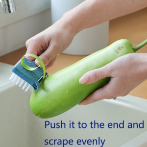 4 PCS 5 in 1 Multifunctional Peeler Household Kitchen Plastic Long-Handled Garlic Grinder With Brush Head