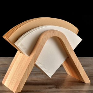 Coffee Filter Holder Coffee Storage Rack Filter Box Paper Base Bracket Display Stand Wooden V Holder