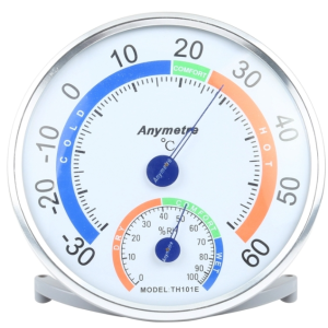 TH101E Mini Round Clock-shaped Indoor Outdoor Hygrometer Humidity Thermometer Temperature Meter