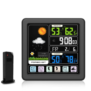 TS-3310 Wireless Weather Clock Multifunctional Color Screen Clock Creative Home Touch Screen Thermometer