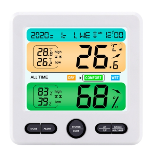 Indoor Color Digital Display Thermometer & Hygrometer Household Large-Screen Electronic Clock