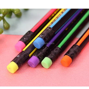 Colorful Striped Triangle Bar Pencil with Eraser Color Random Shipment
