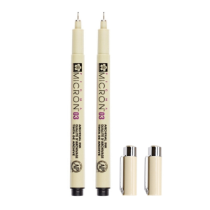 2 PCS Archival Pigment Ink Drawing Fineliner Pens 0.35mm Nib Manga Micron Pen