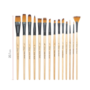 Xi Le 14pcs Yellow Nylon Hair Watercolor Gouache Acrylic Brush Paintbrush Set (Black)