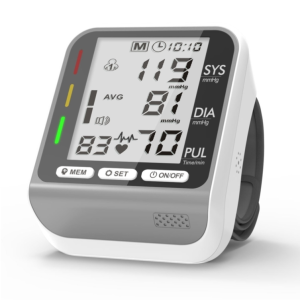 JZ-253A Automatic Electronic Sphygmomanometer Smart Wrist Type Indicator Blood Pressure Meter(No Voice Broadcast Silver White)