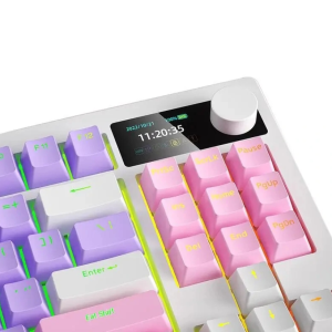 IBLANCOD YK830 87 Keys Tri-mode Mechanical Gaming Keyboard Hot Swappable RGB OEM Profile 2.4G/BT/Wired 80% Layout Gaming Keyboard - Pink