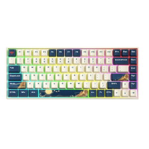 iBlancod K84 84 Keys Tri-mode Mechanical Gaming Keyboard Hot Swappable N-Key Rollover RGB Gateron Switch BT5.0/2.4G/Wired Gaming Keyboard - Red/Sliver
