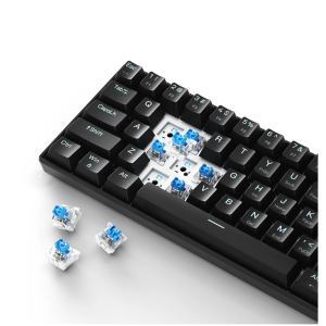 iBlancod K61 61 Keys Wired Mechanical Gaming Keyboard Hot Swappable Red/Blue Switch LED Backlit NKRO Type-C Ergonomics Gaming Keyboard for Home Offic