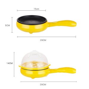 350W Omelette Steamer Mini Frying Pan Fully Automatic Power-off Breakfast Machine, European Standard, Style: Yellow Single Frying Pan + Wooden Spatula