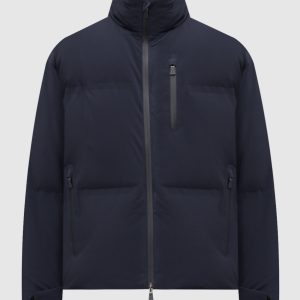 Blue down jacket with logo Herno