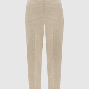 Beige wool and lurex pants with monil chain Peserico