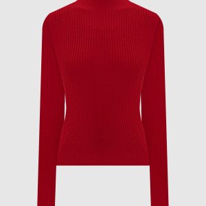 Red ribbed wool golf Twinset