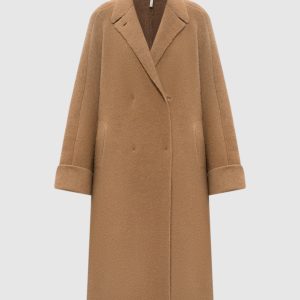 Brown double-breasted coat with camel wool and silk BOBOUTIC