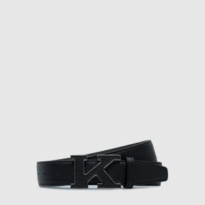 Black leather strap with logo Kiton