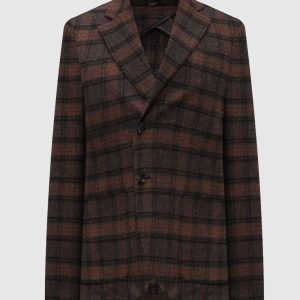 Brown checked wool blazer Officina 36