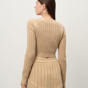 Beige cropped pullover made of wool and cashmere Max Mara