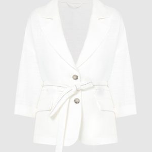 White linen jacket with monil chain Peserico