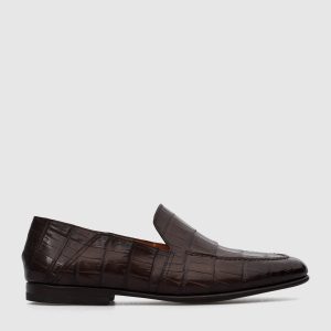 Brown leather loafers Santoni