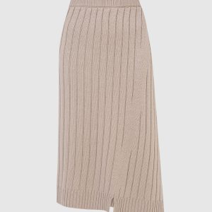 Dejan Beige Asymmetric Cashmere Skirt The Row