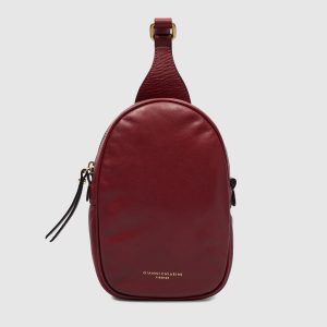 Nina burgundy leather sling bag with logo print Gianni Chiarini