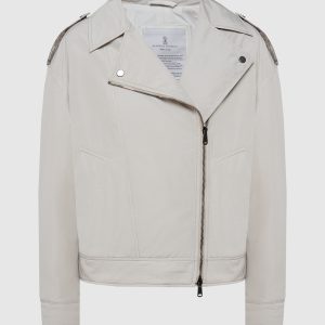 Beige jacket in the style of a cowhide Brunello Cucinelli