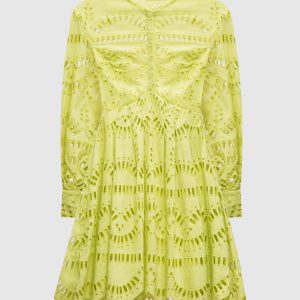 Franca green shirt dress with broderie embroidery Charo Ruiz