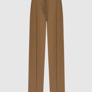 Brown wool trousers with logo Twinset