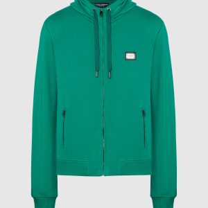 Green sports jacket with a logo patch Dolce&Gabbana