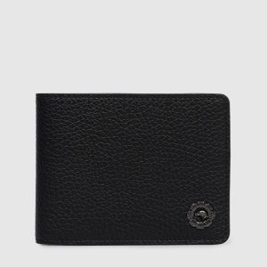 Black leather wallet with metal emblem Stefano Ricci
